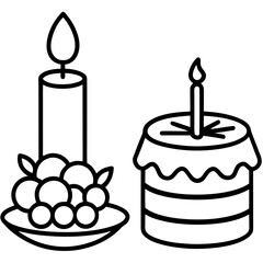 Minimalist Cake & Candle Vector Icon Collection