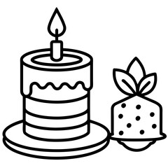 Minimalist Cake & Candle Vector Icon Collection