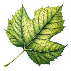 Green leaf with jagged edges and textured surface showing vivid color and organic asymmetry