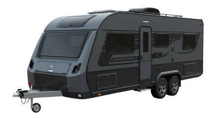 Sleek Dark Grey Caravan A Modern Take on OffGrid Adventure isolated on transparent baackground
