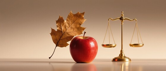 Scale Apple and Leaf Still Life