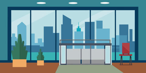 Obraz premium Modern city hall architecture under a blue sky, a striking urban building in the city skyline