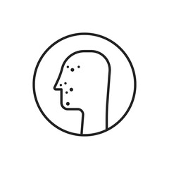 thin line acne skin icon like human head with allergy