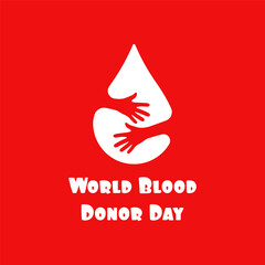 red world blood donor day banner with hugs