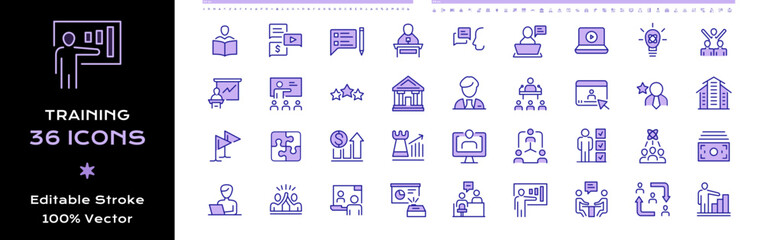 Training Line Icons - Editable Stroke Color.