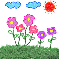 flowers and sky by hand 