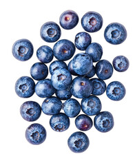 A Pile Of Fresh Blueberries Scattered On A Transparent Background Viewed From Above The Blueberries Are Ripe And Plump With A Deep Blue Color And A Slight Bloom Some Of The Berries Are Slightly Out Of