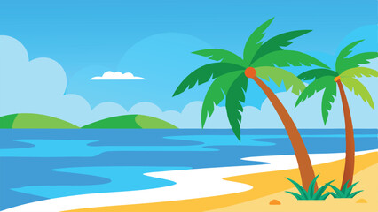 tropical island with palm trees landscape