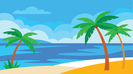 Obraz premium tropical beach with palm trees landscape