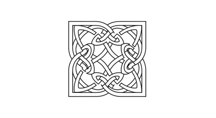 Celtic Knot Design Element Illustrates Intricate Interweaving, with Copy Space for Creative Graphic Resource in Minimalist Style