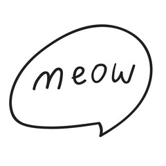 Meow. Hand drawn vector outline illustration on white background.