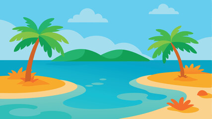 tropical beach with palm trees and sea landscape