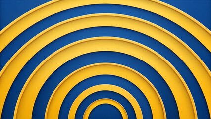 Abstract background featuring concentric yellow arcs on a blue colored surface design element art