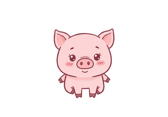 Fototapeta premium Pixel Art Piglet A Cute Pink Cartoon Swine isolated on transparent background