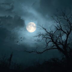 Naklejka premium halloween full moon background