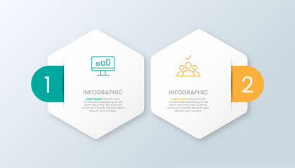 Infographic 2 options hexagon shape with icons