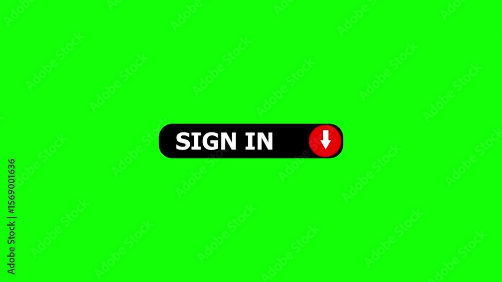 Poster animated sign in button with arrow on green screen for video production.sign in button animation.