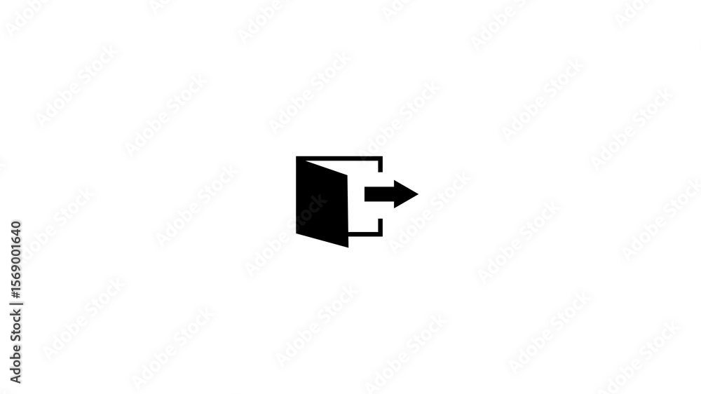Poster minimalist icon of exit sign with door and arrow pointing right. exit sign icon. minimalist door and