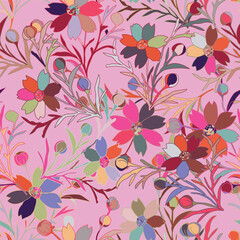 Floral seamless pattern. Vector design for paper, cover, fabric, interior decor and other use. Vector illustration