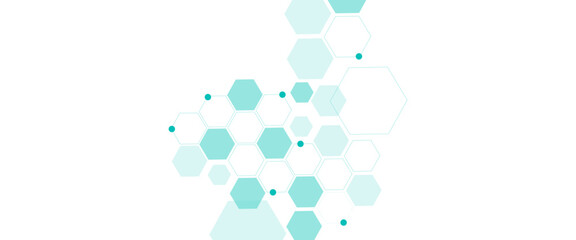 Vector Geometric abstract background with soft green hexagons. Medical, technology or science design