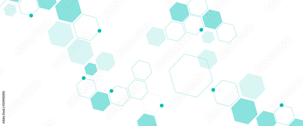 Poster vector geometric abstract background with soft green hexagons. medical, technology or science design
