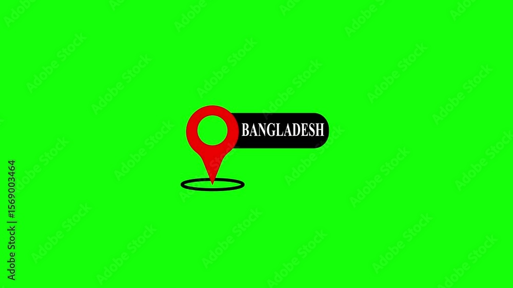 Poster bangladesh location icon red pointer on green screen isolated geolocation concept. red location pin 