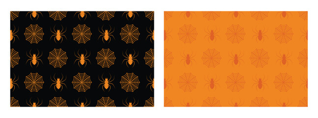Seamless patterns of Halloween festival consist of spider webs and spiders