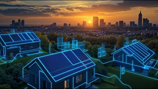 Solar panels on the roof of the house.