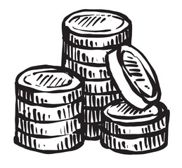 money coin business icon vector hand draw