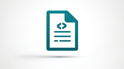 A teal icon of a document with code symbols, suggesting programming or software creation