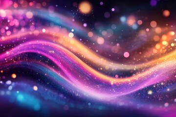 Neon streaks and bokeh light effects on black background, all-month celebration design