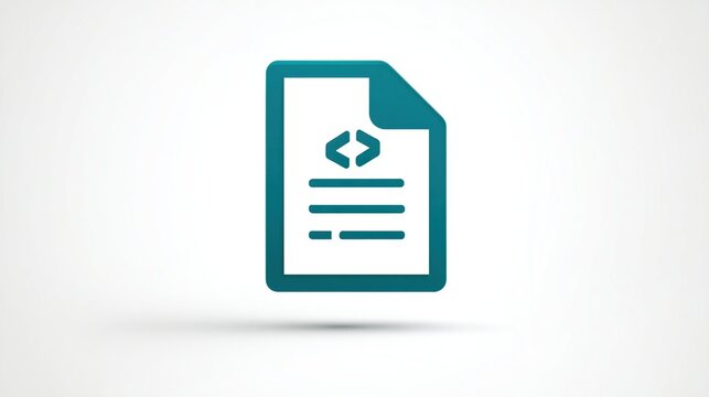 A teal icon of a document with code symbols, suggesting programming or software creation