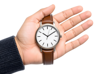 luxury wristwatch on male hand, transparent background 