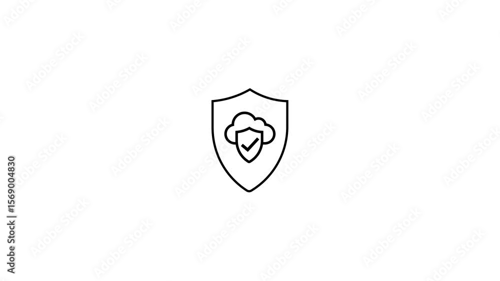Poster digital security shield icon representing cloud data protection and network security. cloud security