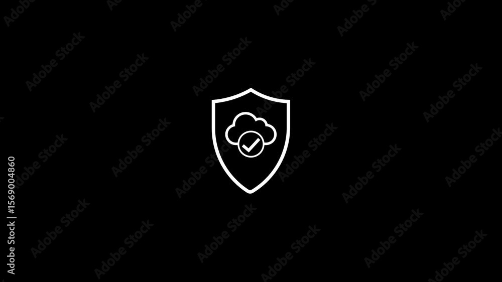 Aufkleber cloud security animation with shield, checkmark, and data icons representing digital protection and 