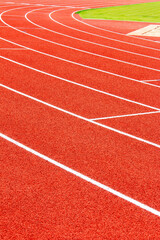 Red running track Synthetic rubber on the athletic stadium