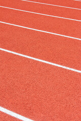 Red running track Synthetic rubber on the athletic stadium