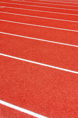 Red running track Synthetic rubber on the athletic stadium