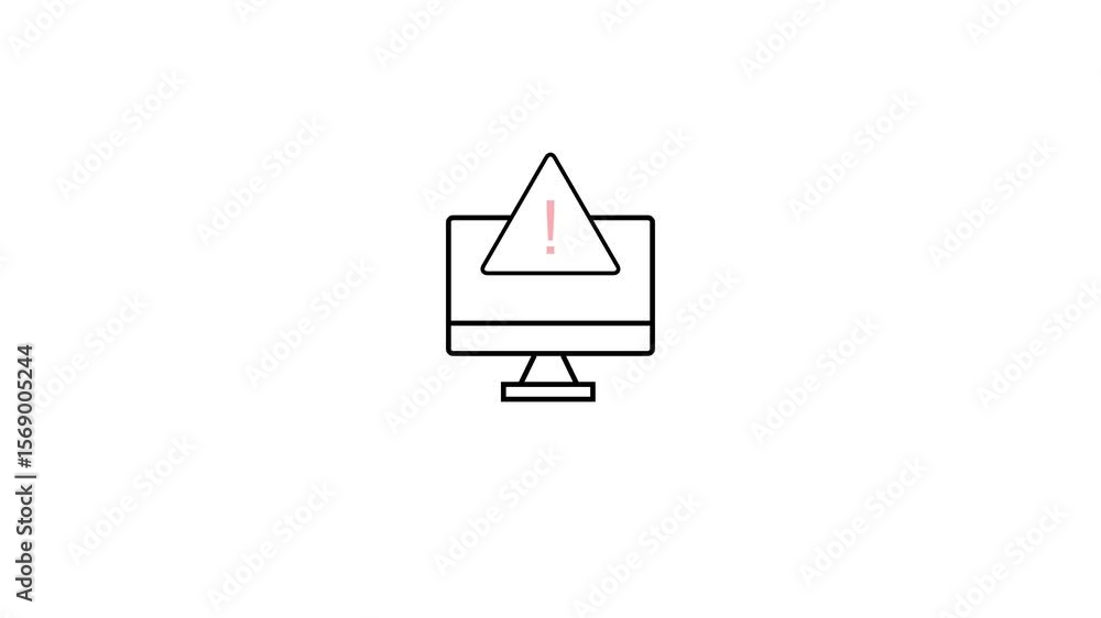 Fototapete computer monitor showing error icon represents alert and caution. computer error alert animation wit