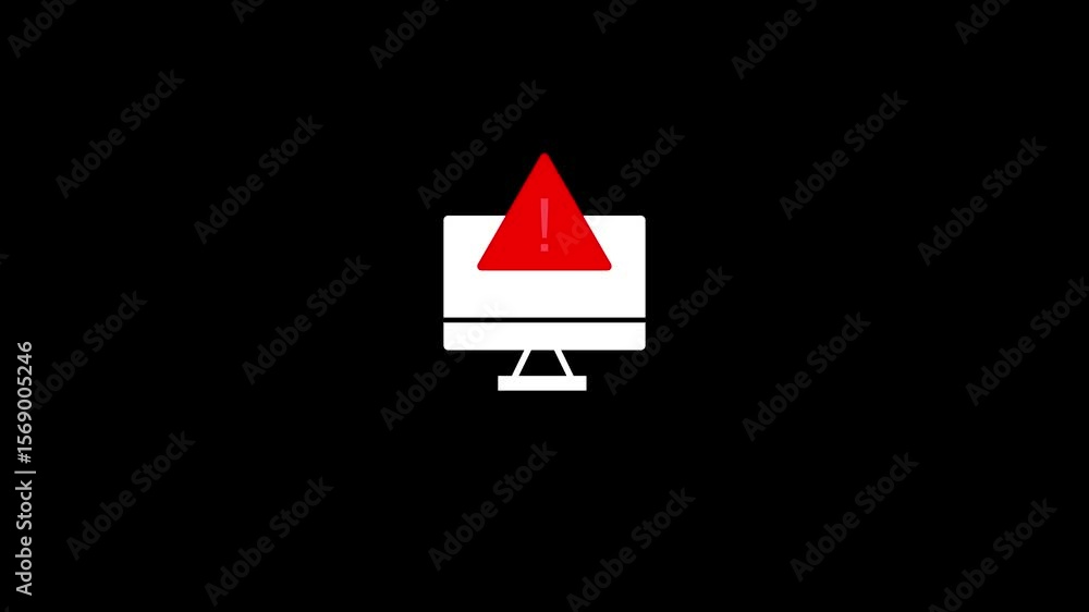 Poster computer warning alert red triangle exclamation point digital information failure concept. computer 