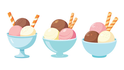 ice cream cone gelato set illustrations