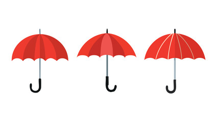 Three Red Umbrellas in a Row on a White Background Weather Protection