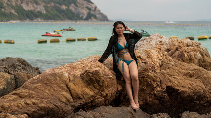 Pretty Thai Girl on Beach in Thailand