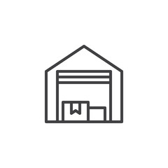 Warehouse building line icon