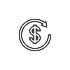 Dollar coin line icon