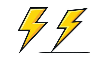 Two yellow cartoon lightning bolt symbols with black outlines on white background