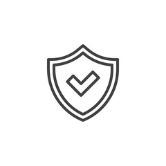 Shield protection with check mark line icon