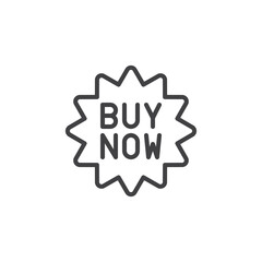 Buy now badge line icon