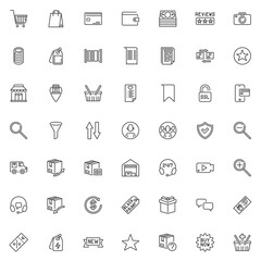 Shopping and e-commerce line icon set