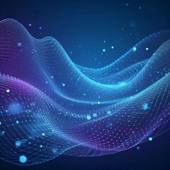 Captivating abstract blue digital artwork featuring interconnected nodes, vibrant colors, and dynamic waves, symbolizing data networks and futuristic technology concepts. AI generated.
